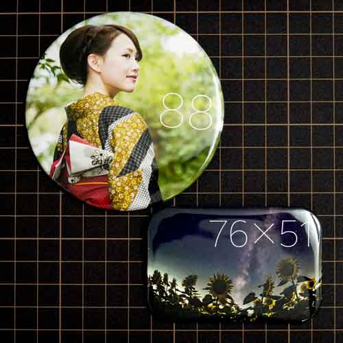 UCANBADGEの新商品、88mm缶バッチ＆角丸長方形76×51mm缶バッジ