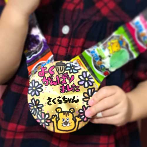 UCANBADGEの８８mm缶バッジをメダルにしたよ