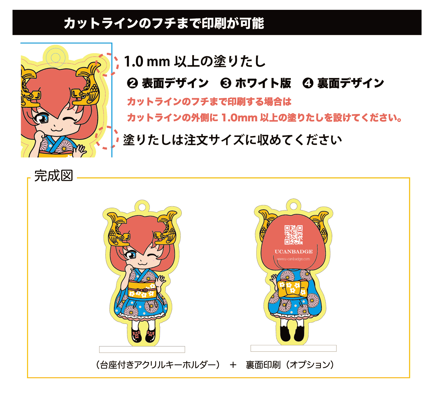 アクリルグッズのデザインデータ作成7フチまで印刷のの注意事項