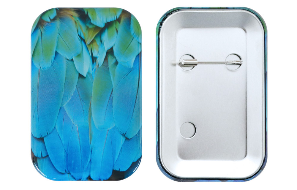 長方形 44×70mm 安全ピン缶バッジ